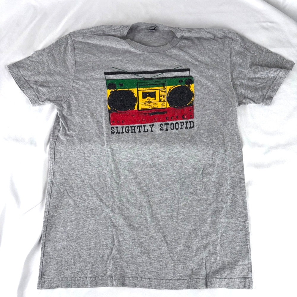 Slightly Stoopid Gray T Shirt Mens M Next Level Boombox Rasta Red Gold Green